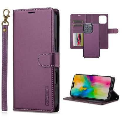LC.IMEEKE L2 Series for iPhone 16 Pro Max Case PU Leather Wallet Detachable Magnetic Phone Cover