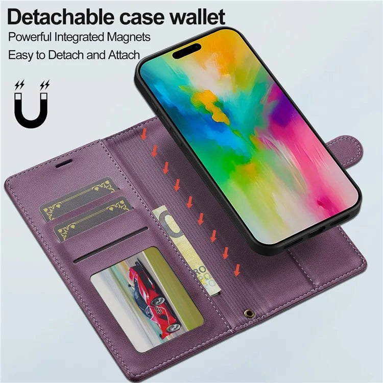 LC.IMEEKE L2 Series for iPhone 16 Pro Max Case PU Leather Wallet Detachable Magnetic Phone Cover