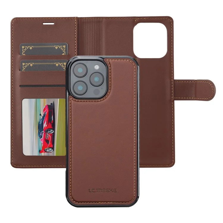 LC.IMEEKE L2 Series for iPhone 16 Pro Max Case PU Leather Wallet Detachable Magnetic Phone Cover