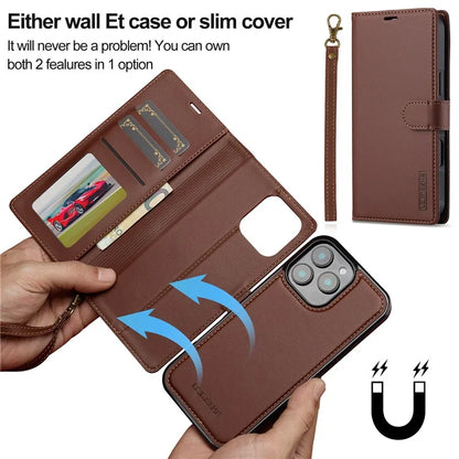 LC.IMEEKE L2 Series for iPhone 16 Pro Max Case PU Leather Wallet Detachable Magnetic Phone Cover