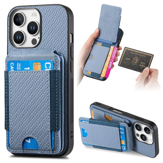 C1-12 For iPhone 16 Pro Max Case Card Holder Leather+PC+TPU Kickstand Phone Cover