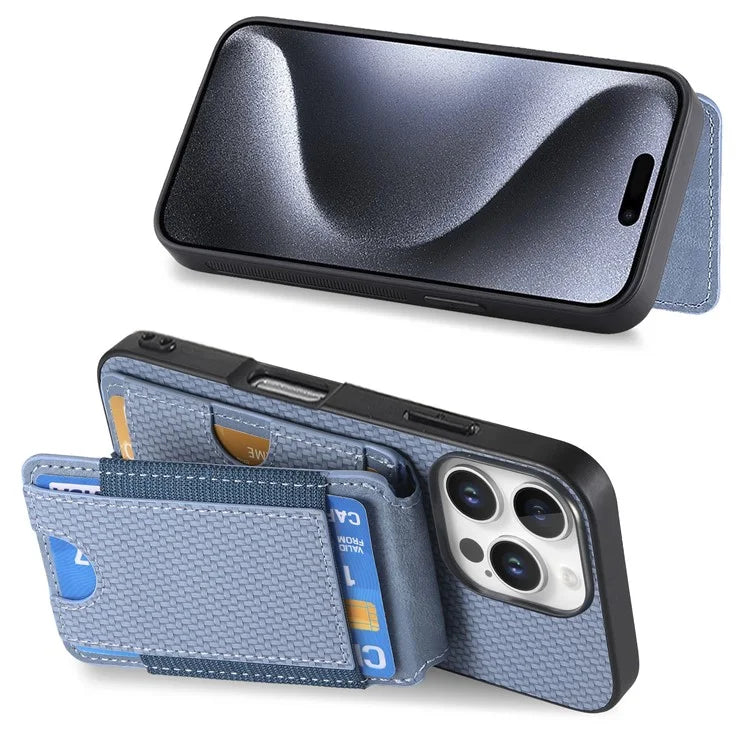 C1-12 For iPhone 16 Pro Max Case Card Holder Leather+PC+TPU Kickstand Phone Cover