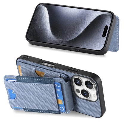 C1-12 For iPhone 16 Pro Max Case Card Holder Leather+PC+TPU Kickstand Phone Cover