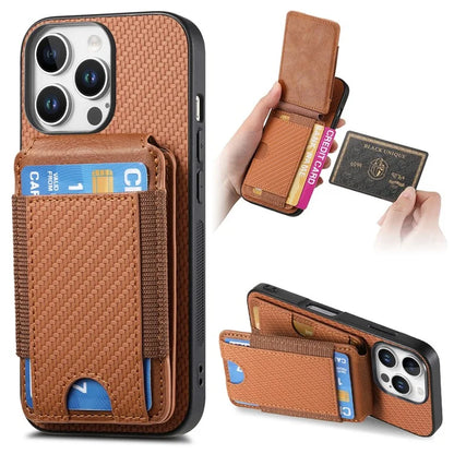 C1-12 For iPhone 16 Pro Max Case Card Holder Leather+PC+TPU Kickstand Phone Cover