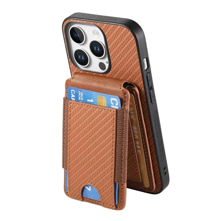 C1-12 For iPhone 16 Pro Max Case Card Holder Leather+PC+TPU Kickstand Phone Cover