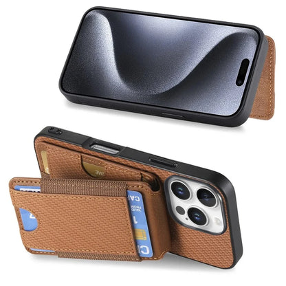 C1-12 For iPhone 16 Pro Max Case Card Holder Leather+PC+TPU Kickstand Phone Cover