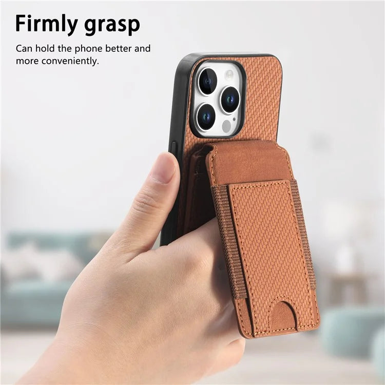 C1-12 For iPhone 16 Pro Max Case Card Holder Leather+PC+TPU Kickstand Phone Cover