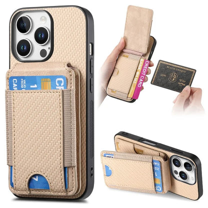 C1-12 For iPhone 16 Pro Max Case Card Holder Leather+PC+TPU Kickstand Phone Cover