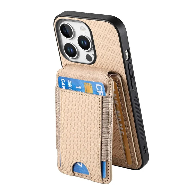 C1-12 For iPhone 16 Pro Max Case Card Holder Leather+PC+TPU Kickstand Phone Cover