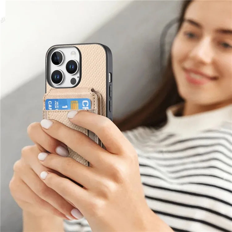C1-12 For iPhone 16 Pro Max Case Card Holder Leather+PC+TPU Kickstand Phone Cover