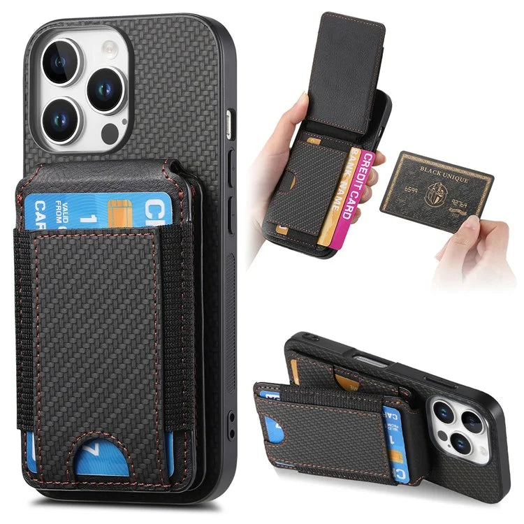 C1-12 For iPhone 16 Pro Max Case Card Holder Leather+PC+TPU Kickstand Phone Cover