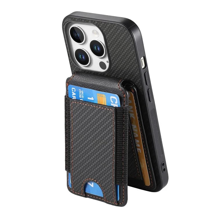 C1-12 For iPhone 16 Pro Max Case Card Holder Leather+PC+TPU Kickstand Phone Cover