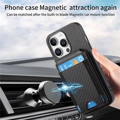 C1-12 For iPhone 16 Pro Max Case Card Holder Leather+PC+TPU Kickstand Phone Cover