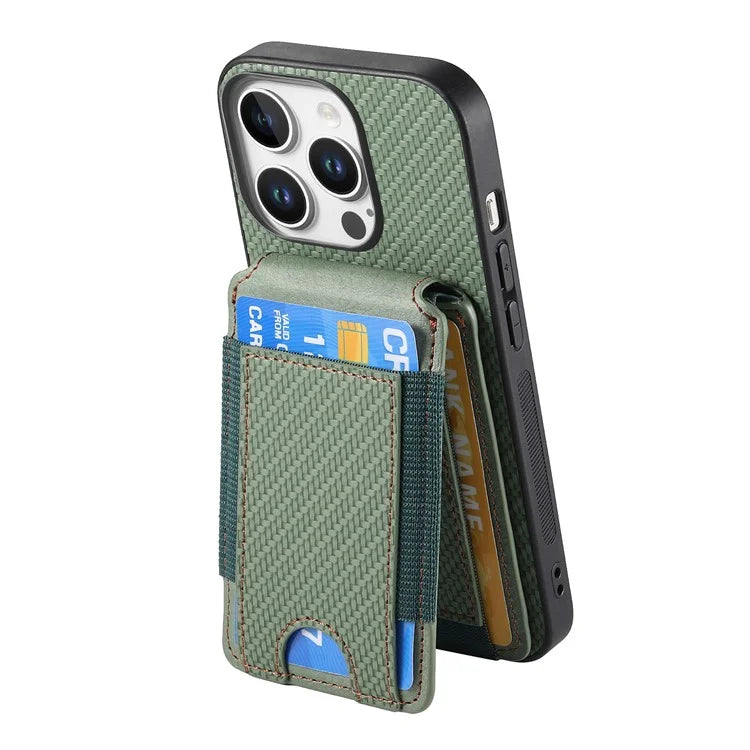 C1-12 For iPhone 16 Pro Max Case Card Holder Leather+PC+TPU Kickstand Phone Cover
