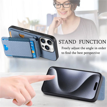 C1-12 For iPhone 16 Pro Max Case Card Holder Leather+PC+TPU Kickstand Phone Cover