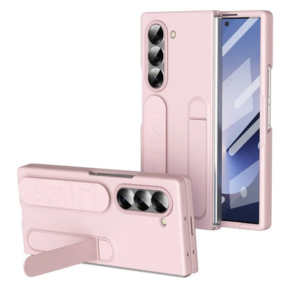 For Samsung Galaxy Z Fold5 5G Case with Tempered Glass Film Kickstand Wristband PC+Silicone Phone Cover