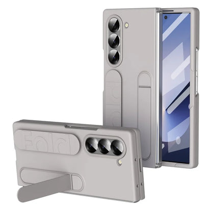 For Samsung Galaxy Z Fold5 5G Case with Tempered Glass Film Kickstand Wristband PC+Silicone Phone Cover
