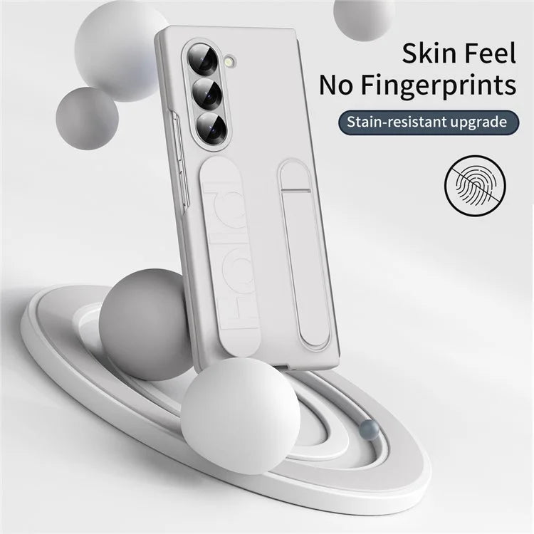 For Samsung Galaxy Z Fold6 5G Case with Tempered Glass Film Kickstand Wristband PC+Silicone Phone Cover