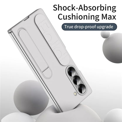 For Samsung Galaxy Z Fold6 5G Case with Tempered Glass Film Kickstand Wristband PC+Silicone Phone Cover