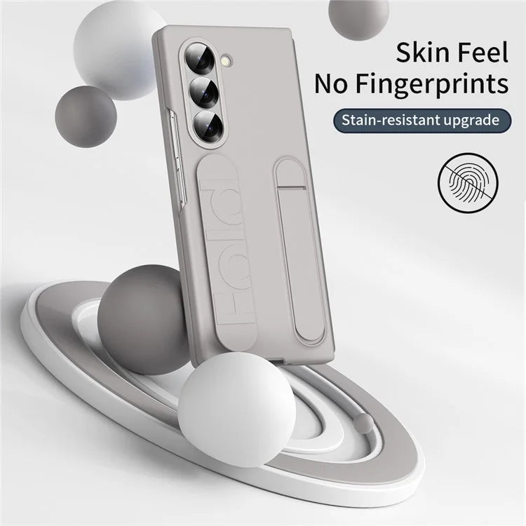 For Samsung Galaxy Z Fold6 5G Case with Tempered Glass Film Kickstand Wristband PC+Silicone Phone Cover