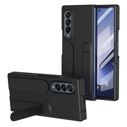 For Samsung Galaxy Z Fold4 5G Case with Tempered Glass Film Kickstand Wristband PC+Silicone Phone Cover