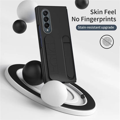 For Samsung Galaxy Z Fold4 5G Case with Tempered Glass Film Kickstand Wristband PC+Silicone Phone Cover
