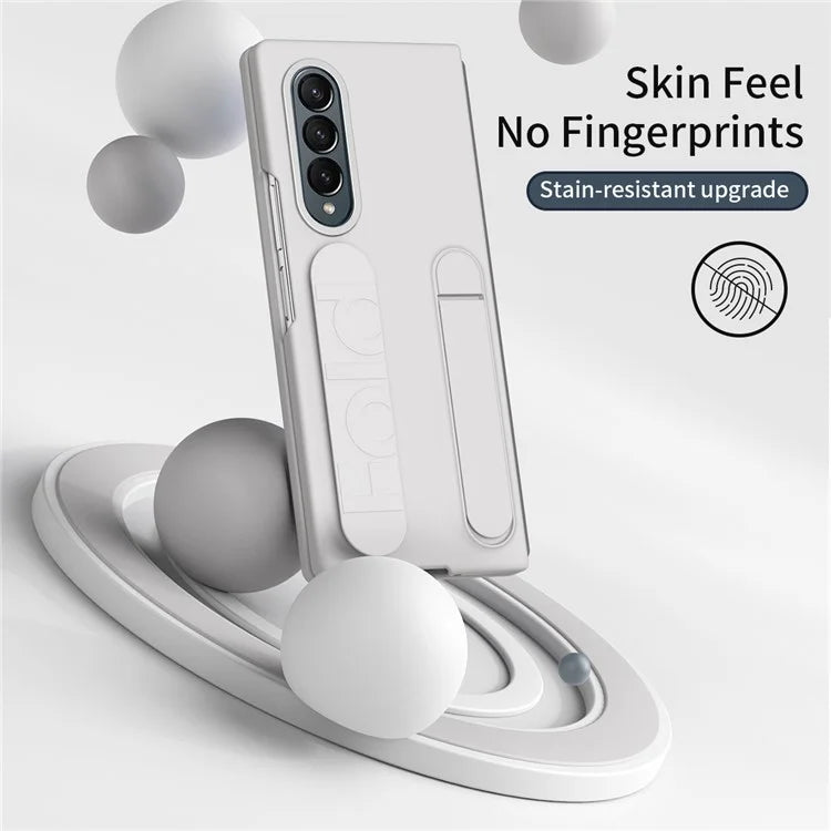 For Samsung Galaxy Z Fold4 5G Case with Tempered Glass Film Kickstand Wristband PC+Silicone Phone Cover