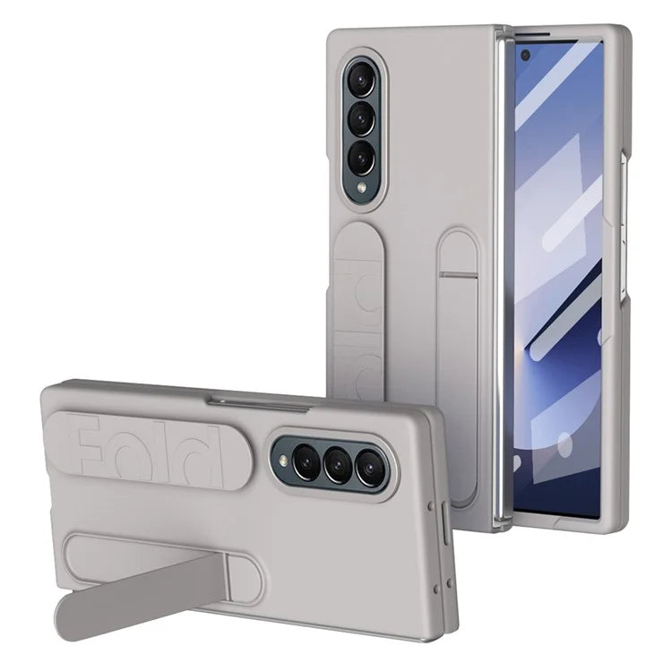 For Samsung Galaxy Z Fold4 5G Case with Tempered Glass Film Kickstand Wristband PC+Silicone Phone Cover