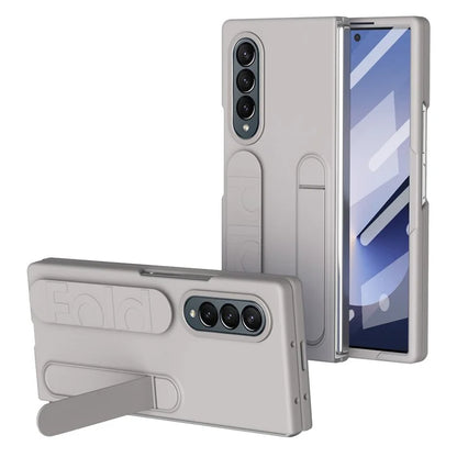 For Samsung Galaxy Z Fold4 5G Case with Tempered Glass Film Kickstand Wristband PC+Silicone Phone Cover