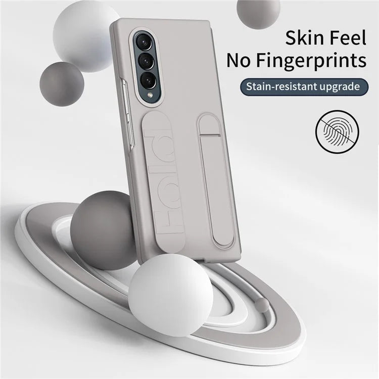 For Samsung Galaxy Z Fold4 5G Case with Tempered Glass Film Kickstand Wristband PC+Silicone Phone Cover