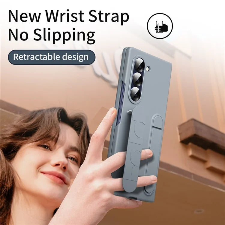 For Samsung Galaxy Z Fold6 5G Case Kickstand Wristband PC+Silicone Phone Cover