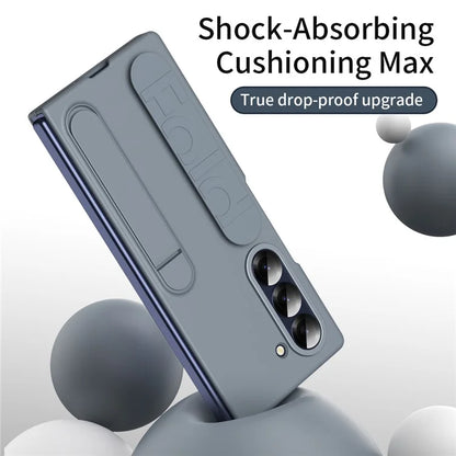 For Samsung Galaxy Z Fold6 5G Case Kickstand Wristband PC+Silicone Phone Cover