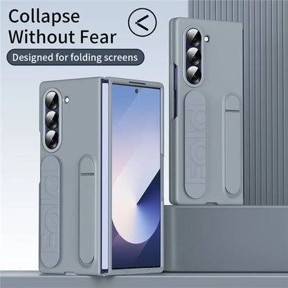 For Samsung Galaxy Z Fold6 5G Case Kickstand Wristband PC+Silicone Phone Cover