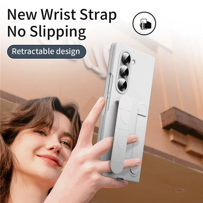 For Samsung Galaxy Z Fold5 5G Case Kickstand Wristband PC+Silicone Phone Cover