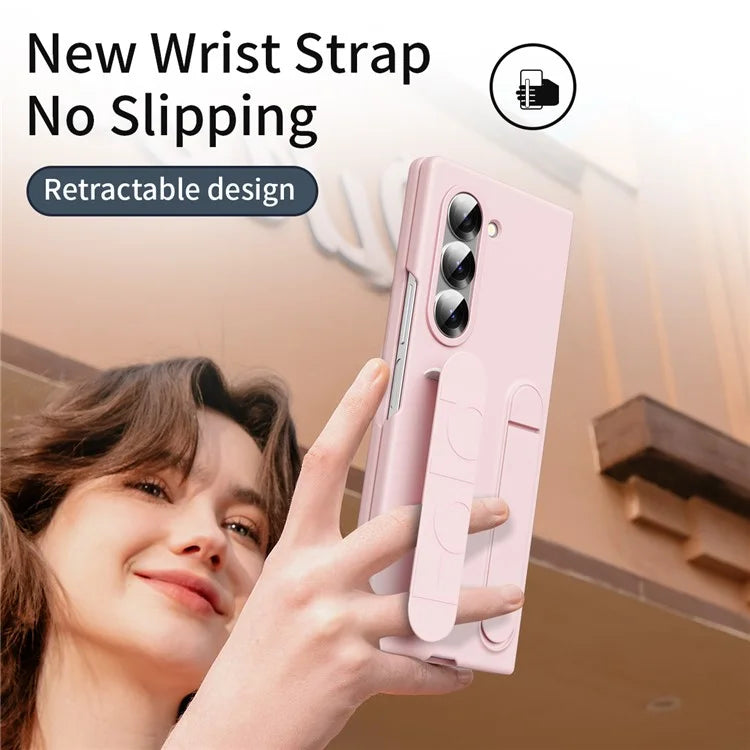 For Samsung Galaxy Z Fold5 5G Case Kickstand Wristband PC+Silicone Phone Cover