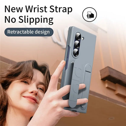 For Samsung Galaxy Z Fold5 5G Case Kickstand Wristband PC+Silicone Phone Cover