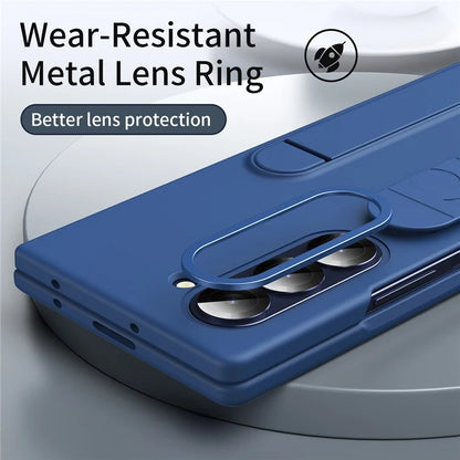 For Samsung Galaxy Z Fold5 5G Case Kickstand Wristband PC+Silicone Phone Cover