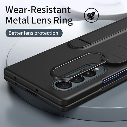 For Samsung Galaxy Z Fold4 5G Case Kickstand Wristband PC+Silicone Phone Cover