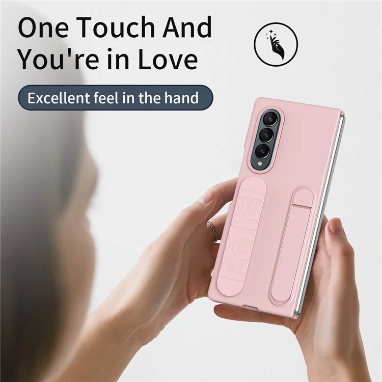 For Samsung Galaxy Z Fold4 5G Case Kickstand Wristband PC+Silicone Phone Cover