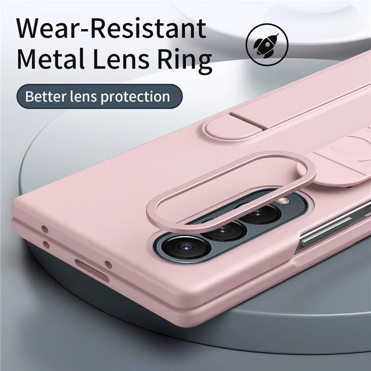 For Samsung Galaxy Z Fold4 5G Case Kickstand Wristband PC+Silicone Phone Cover