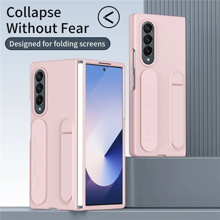 For Samsung Galaxy Z Fold4 5G Case Kickstand Wristband PC+Silicone Phone Cover
