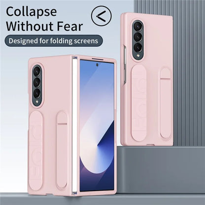 For Samsung Galaxy Z Fold4 5G Case Kickstand Wristband PC+Silicone Phone Cover