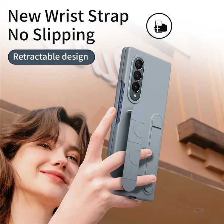 For Samsung Galaxy Z Fold4 5G Case Kickstand Wristband PC+Silicone Phone Cover