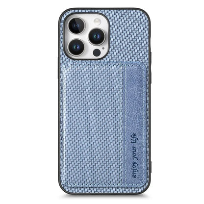 C1-02 For iPhone 16 Pro Max Case RFID Blocking Card Holder Carbon Fiber Leather+PC+TPU Phone Cover
