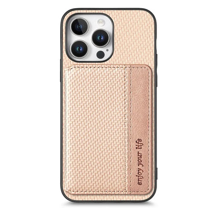C1-02 For iPhone 16 Pro Max Case RFID Blocking Card Holder Carbon Fiber Leather+PC+TPU Phone Cover