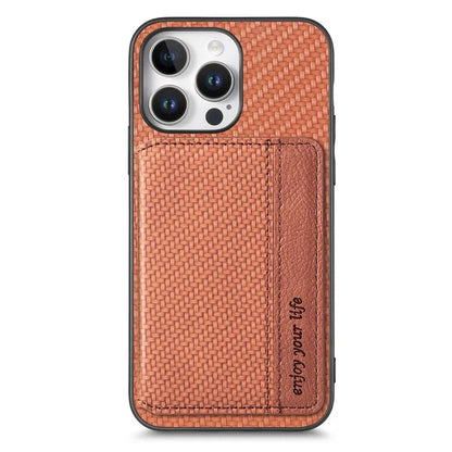 C1-02 For iPhone 16 Pro Max Case RFID Blocking Card Holder Carbon Fiber Leather+PC+TPU Phone Cover