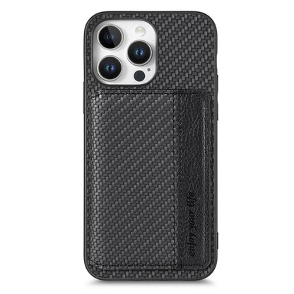 C1-02 For iPhone 16 Pro Max Case RFID Blocking Card Holder Carbon Fiber Leather+PC+TPU Phone Cover