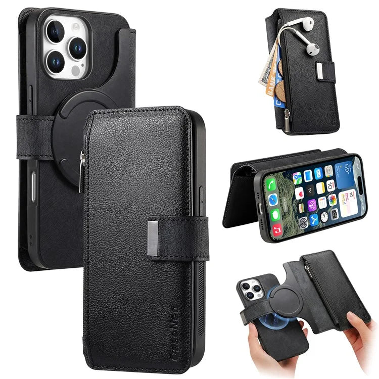 CASENEO MW-02 For iPhone 16 Pro Max Leather Case Detachable Magnetic Phone Cover