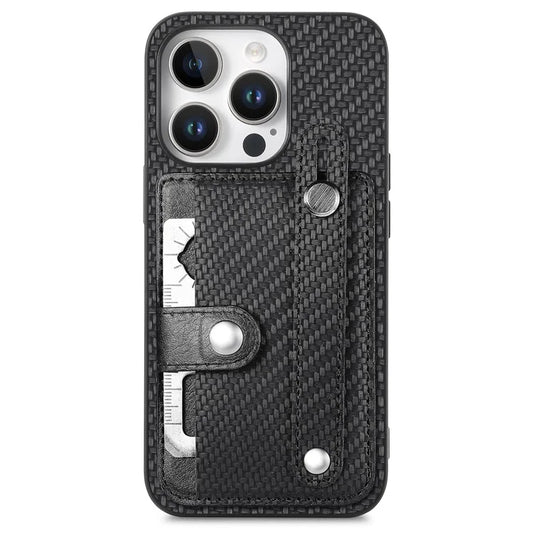 C1-01 For iPhone 16 Pro Max Case Wristband Anti-Drop Leather Back Cover with Card Holder, Card Knife
