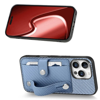 C1-01 For iPhone 16 Pro Max Case Wristband Anti-Drop Leather Back Cover with Card Holder, Card Knife
